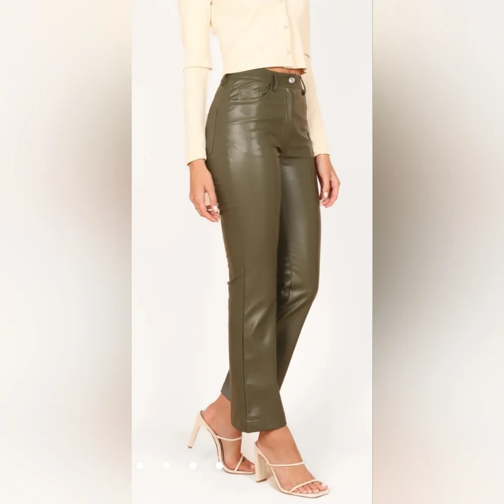 Petal & Pup Ashley Faux Leather Pants - Olive (NWOT) - Picture 2 of 9